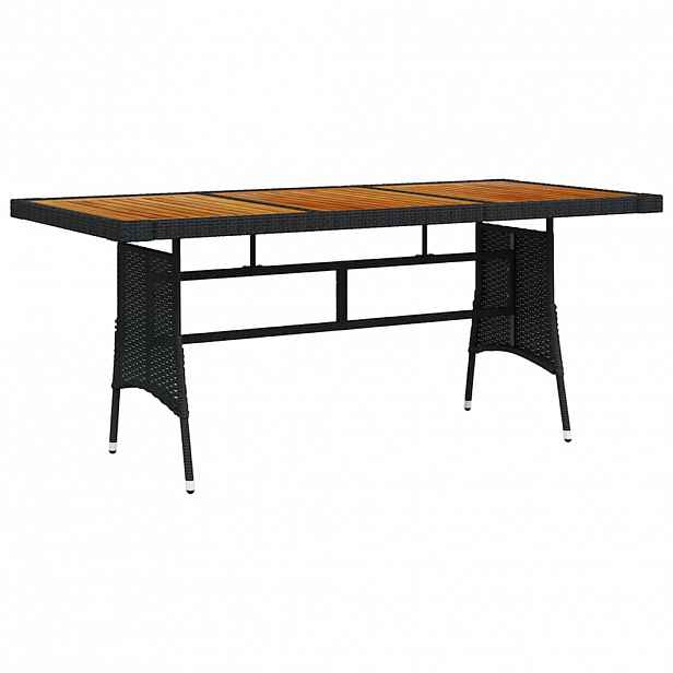 vidaXL Zahradní stůl černý 160 x 70 x 72 cm polyratan a masivní akácie