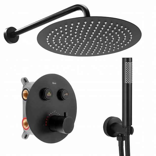 Podomítkový Sprchový Set Černý Lungo Black Rea