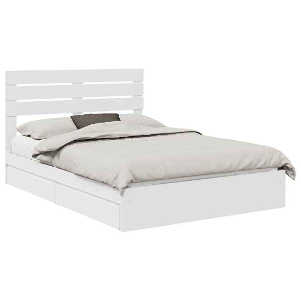 vidaXL Postel s úložným prostorem Bílá 140 x 190 cm Kompozitní dřevo
