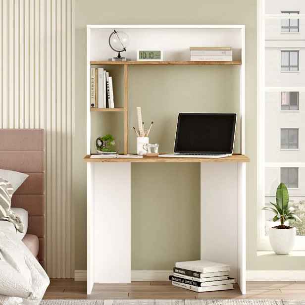 Casarredo Psací stůl s nástavcem HONTON - bílá/borovice