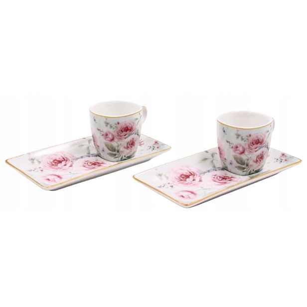 Espresso set s podtácky 2x 65 ml, Růže