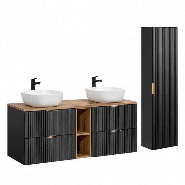 Petits-meubles KOUPELNOVÝ NÁBYTEK 140.8cm Adriel 2er-Set Černá