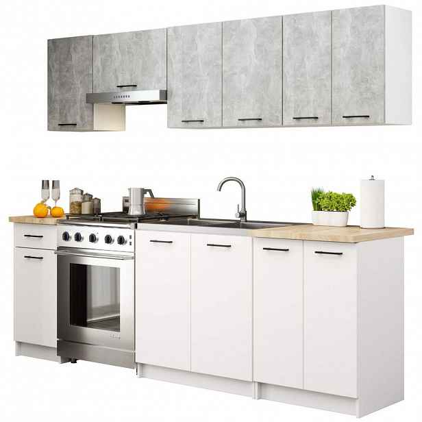 RAUMHIRSCH FURNITURE KUCHYŇSKÝ BLOK Beton, bílá 203/240/46