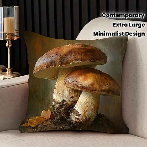 TEMU Extra velký povlak na polštář 45,72x45,72 cm - Realistický design hnědobílého smržového houby, měkký polyesterový povlak na polštář se zipem,