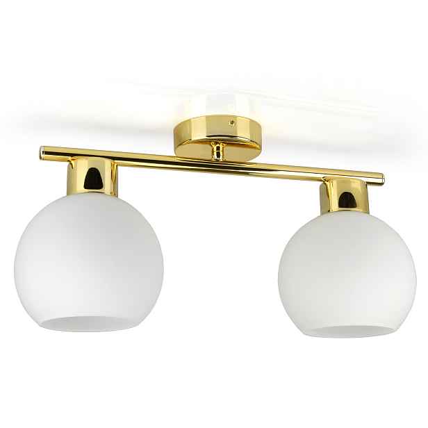 Závěsná lampa Lustr Stropní Svítidlo Zlatá Kule Bílá Matná