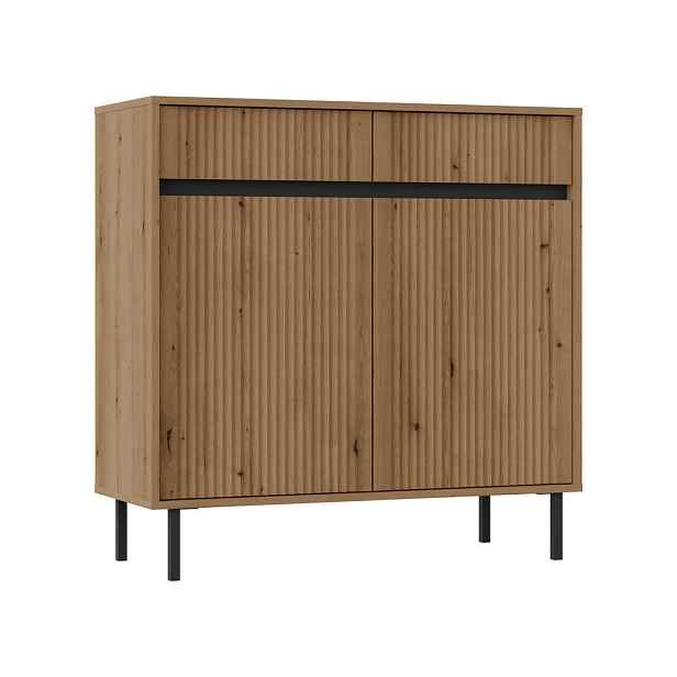 MASSENO KOMODA OSTIA, 100/100/40 cm s 2 zásuvkami a 2 dvířky, zlatá