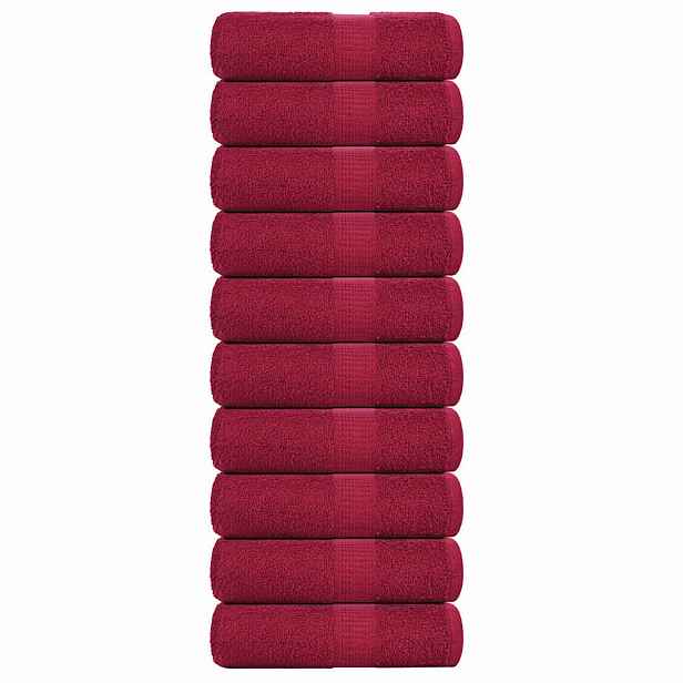 vidaXL Ručníky pro hosty FROGN 10 ks bordó 30x50 cm 360 g/m²