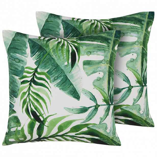 Beliani ZAHRADNÍ POLŠTÁŘ sada 2 ks Blättermotiv zelený 45/45 cm Pavelli