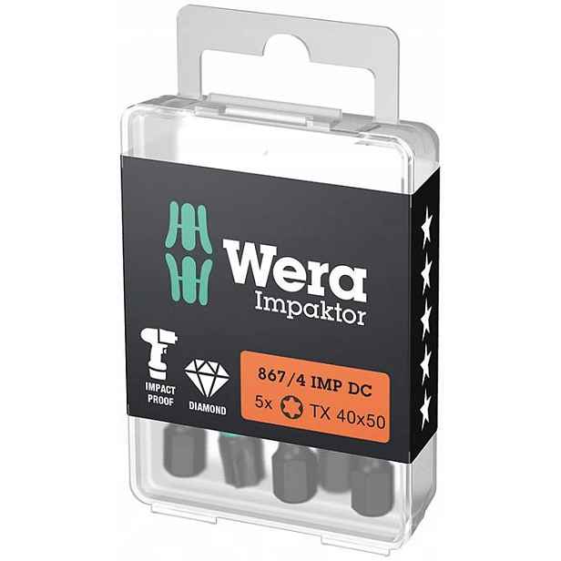 Bit Impaktor 1/4" Din 3126 E63 Torx T40x50mm 5 kusů Wera