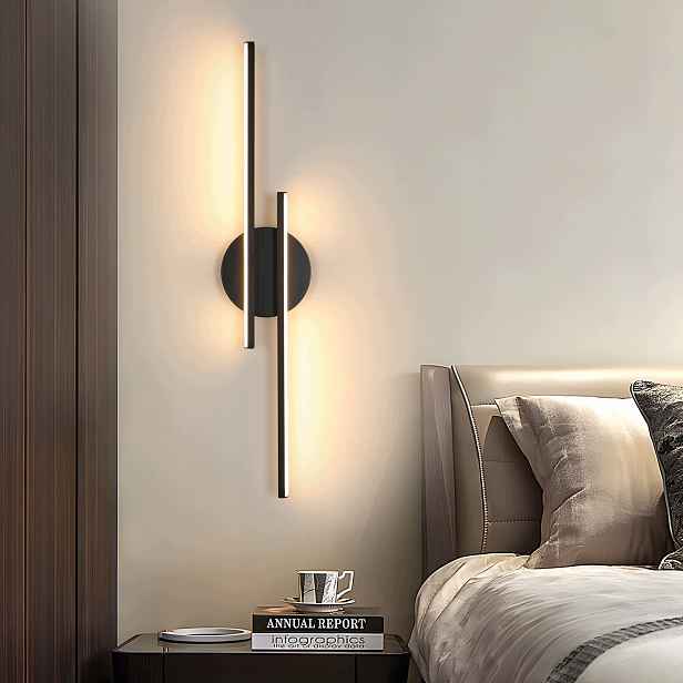 Lineární Nástěnné Led Svítidlo Černé Moderní Do Obývacího Pokoje 24W 3000K 60CM