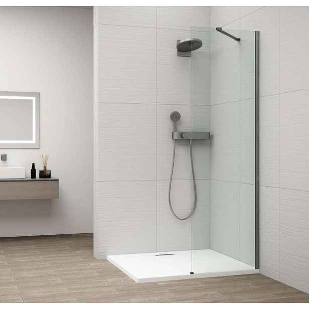 Polysan Esca - Sprchová stěna Walk-In 40x210 cm, Antidrop, sklo čiré/gun metal ES1040-11