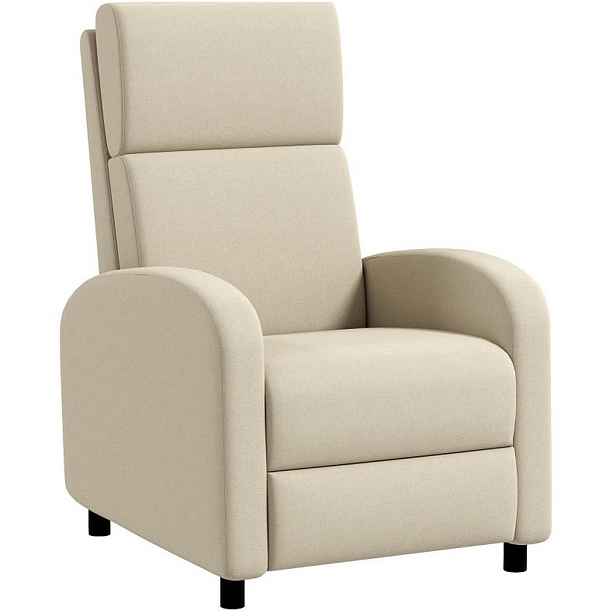 Redom RELAXAČNÍ křeslo 64/86/102 cm s polohováním a výsuvnou podnožkou, polyesterový potah, Krémově bílá