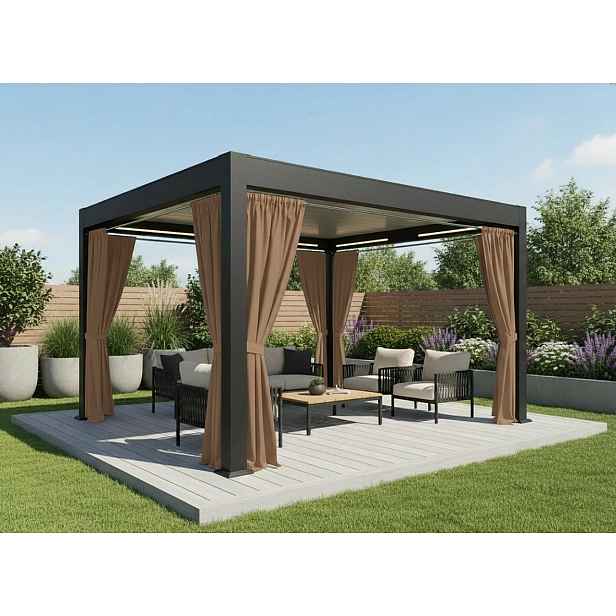 Venkovní zahradní závěs s řasící páskou GARDENIA TAPE tmavě béžová 008, šířka 140 cm výška různé rozměry Mybesthome Rozměr: 140x220 cm