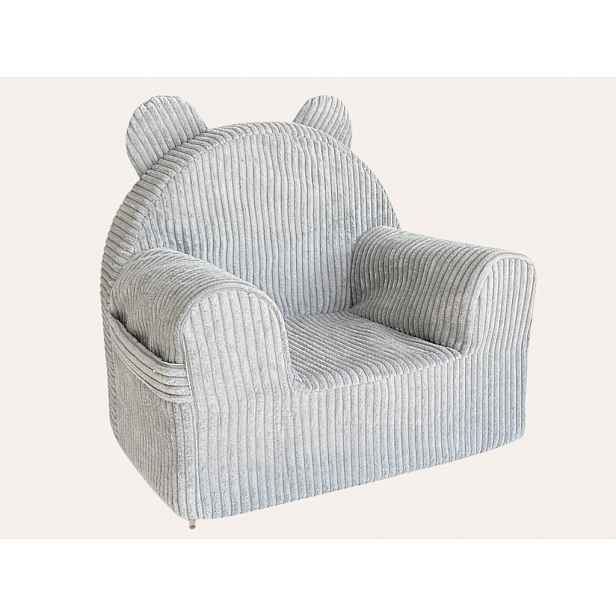 ELIS DESIGN Manšestrové křesílko s oušky - světle šedé