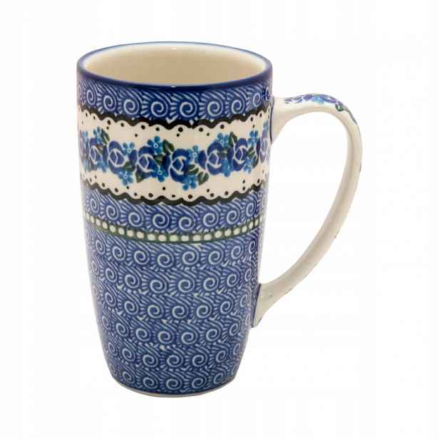 Hrnek 400 ml Umělecká keramika Bolesławiec dek 0882 Květiny Ornament