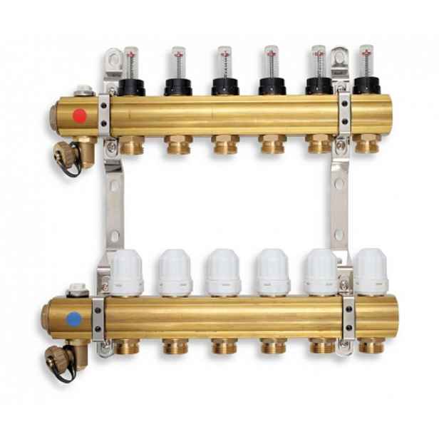 Novaservis - Rozdělovač s termostatickými ventily, reg. s průt. mechanickými ventily, 5 okruhů RZP05S