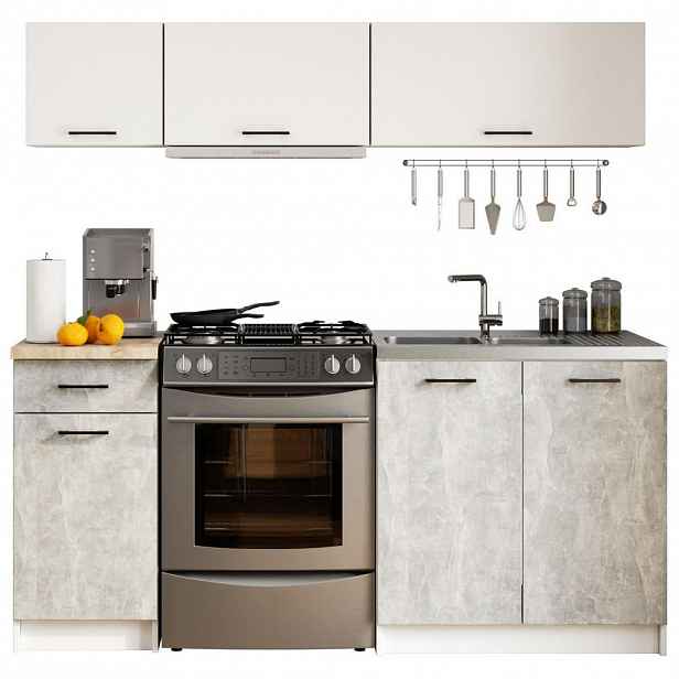 RAUMHIRSCH FURNITURE KUCHYŇSKÝ BLOK, bílý, beton 174/180/46