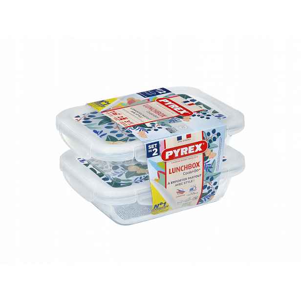 Sada skleněných dóz s víčkem Pyrex 2x800ml