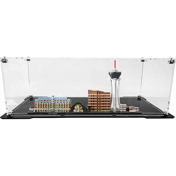 Vitrína s černou základnou pro stavebnici Lego 21047 Architecture – Las Vegas