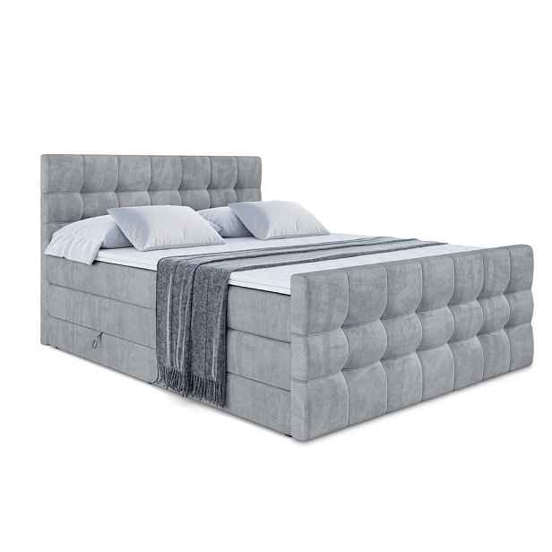 ALTDECOR BOXSPRINGOVÁ POSTEL s matrací H3/H4 - BERO-Z KING - 200x200 cm Šedá
