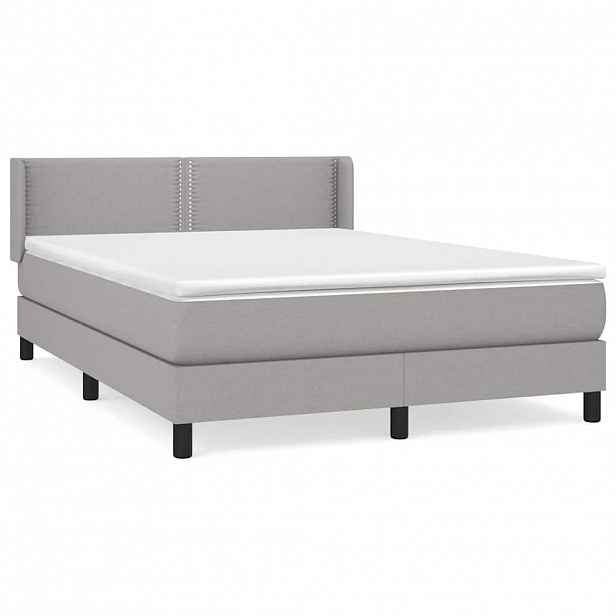 vidaXL Box spring postel s matrací světle šedá 140 x 200 cm textil