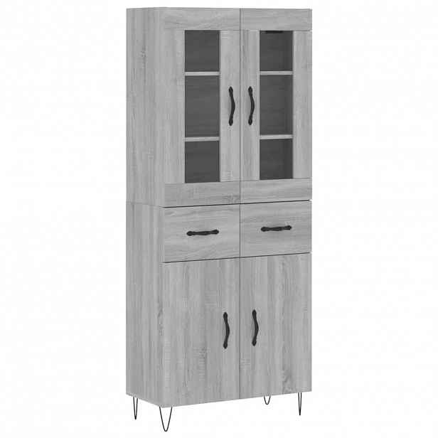 vidaXL Skříň highboard šedá sonoma 69,5 x 34 x 180 cm kompozitní dřevo
