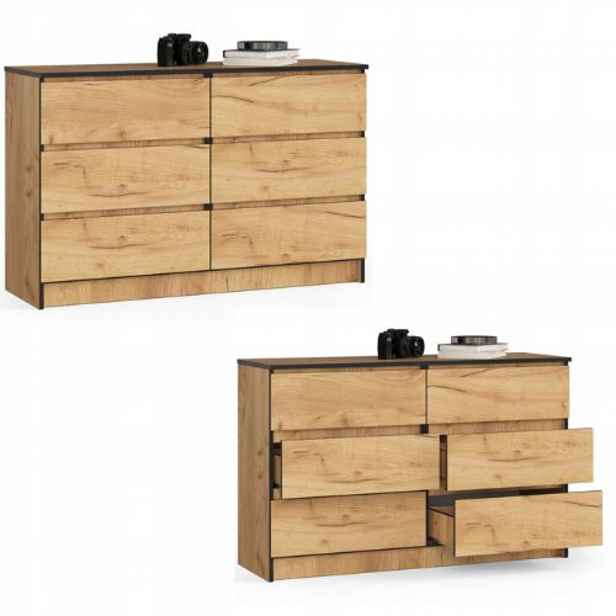 Komoda skříňka K120 6 zásuvek dub craft Akd
