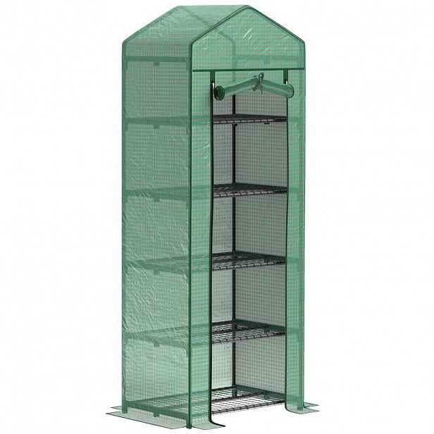 Modfu FÓLIOVNÍK z plastu 69x49x193 cm zelený s rolovacími dveřmi a 5 policemi pro balkon i zahradu