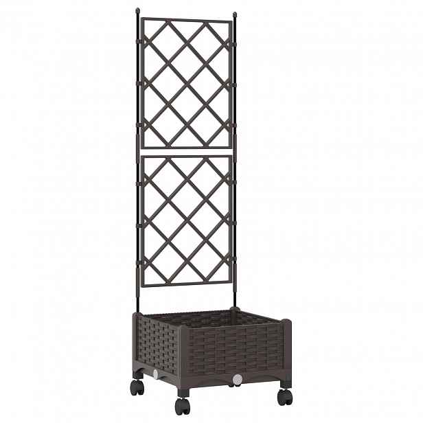 vidaXL Zahradní truhlík s treláží a koly Hnědá 40 x 40 x 131,5 cm PP