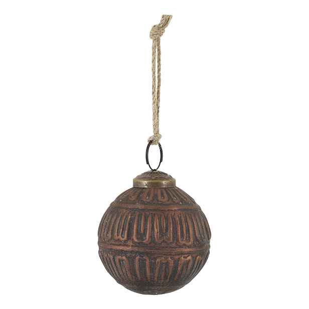 Mocca antik vánoční skleněná baňka koule se vzorem – Ø 7 cm Chic Antique