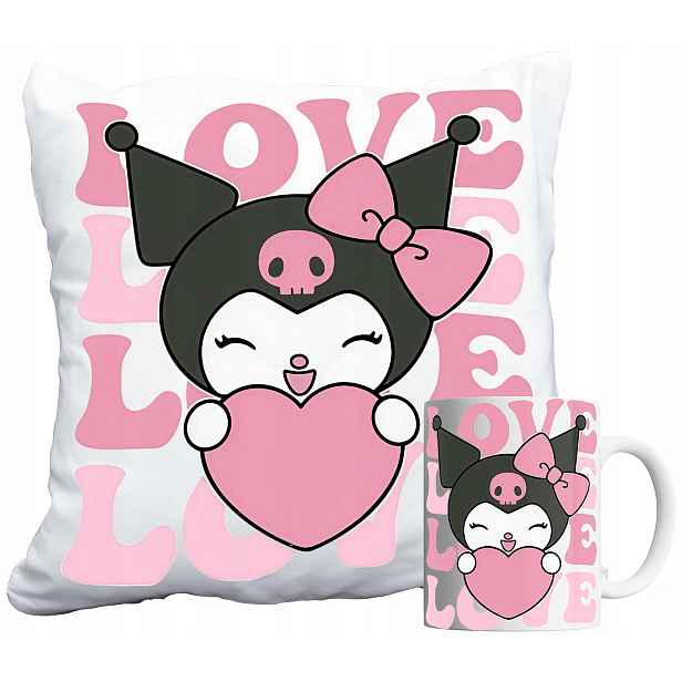 Set Hrnek A Polštář Kuromi Onegai My Melody Hello Kitty Dárek Jméno