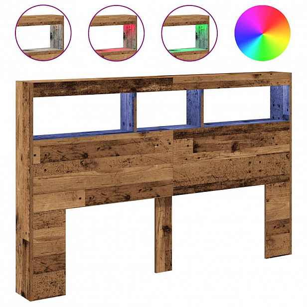 vidaXL Čelní skříň s LED Staré dřevo 160x17x102 cm