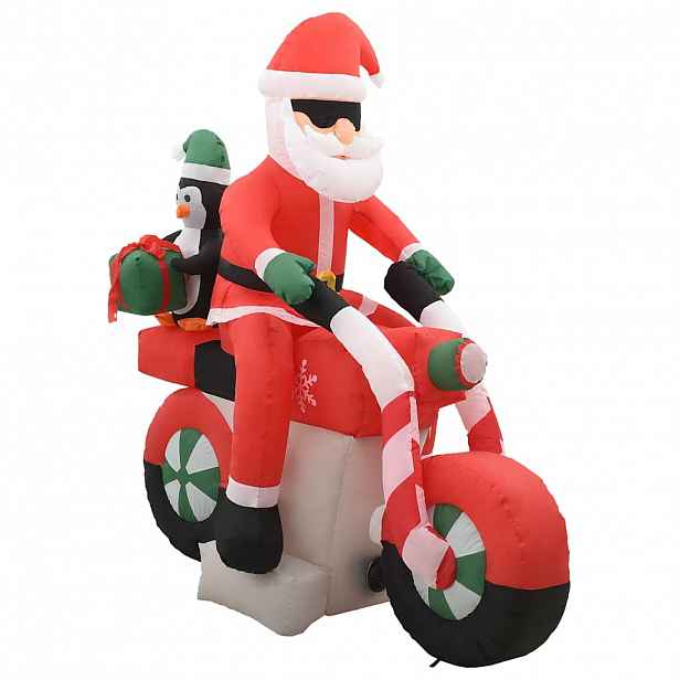 vidaXL Vánoční nafukovací Santa Claus na motorce s LED IP44 160 cm