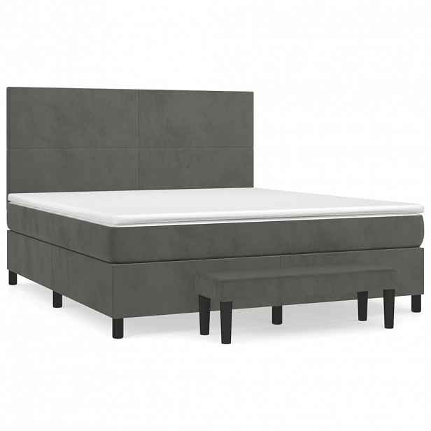 vidaXL Box spring postel s matrací tmavě šedá 160x200 cm samet