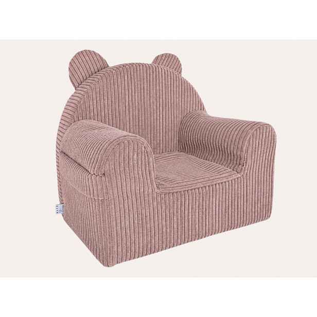 ELIS DESIGN Manšestrové křesílko s oušky - světle růžové