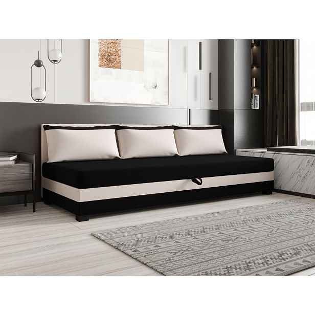 Jednolůžková postel 80x195 ZAJDA BIZ 2 s úložným prostorem - černá / ecru