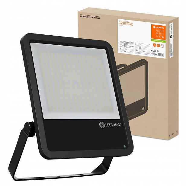 Led zářič 200W 25000lm 4000K IP65 černý se senzorem soumraku