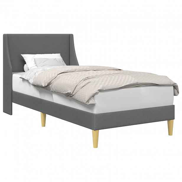 vidaXL Rám postele s čelo Tmavě šedá 90 x 190 cm Textil