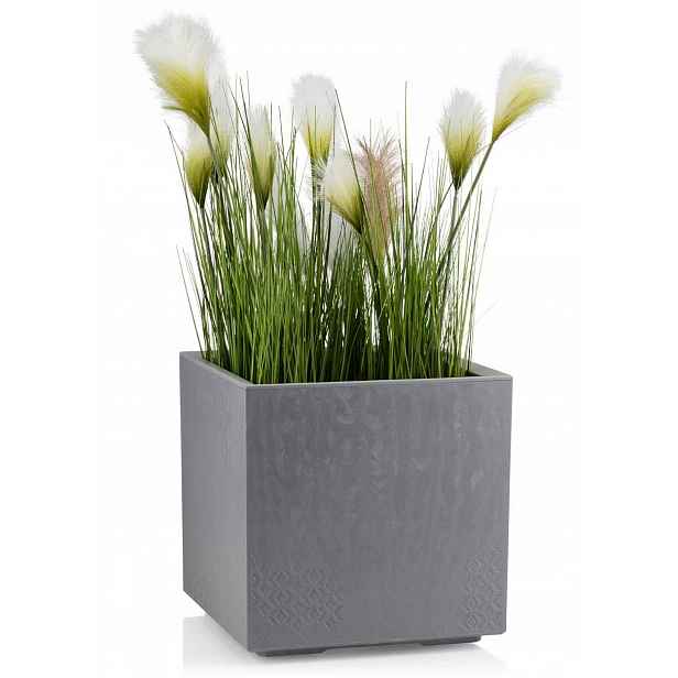 Moderní šedý květináč Beton 40x40 cm Zahradní Terasový Balkonový Květinový záhon