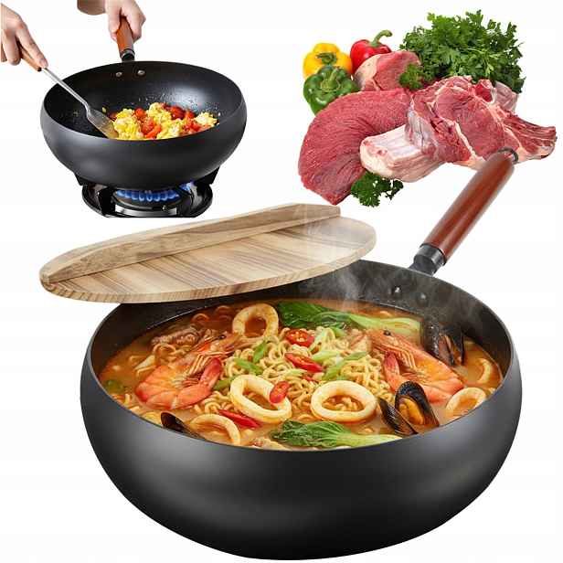 Sférický Hrnec Černý 28 CM Univerzální S Velkou Kapacitou
