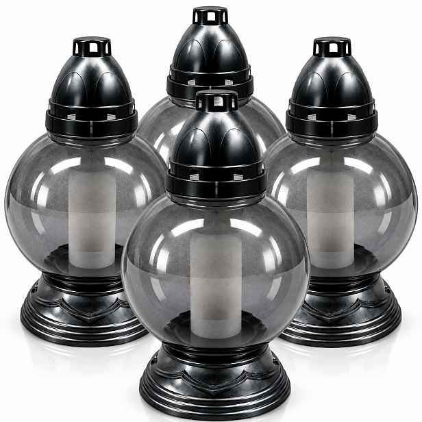4x Hřbitovní Svíčka Sada lampionů na hrob vložky Bonus 29 cm S-138