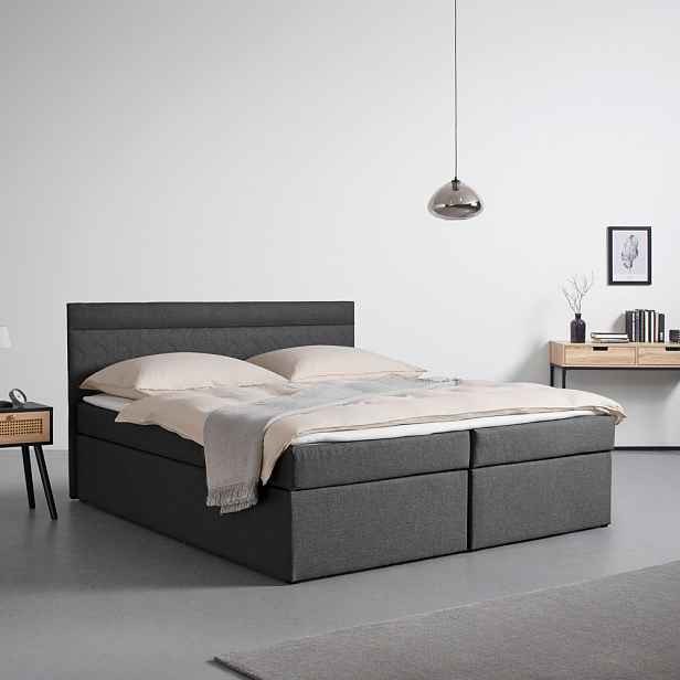 Boxspring Postel Rosa, šedá, 180x200 cm