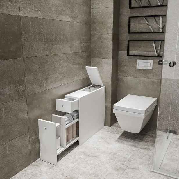 Casarredo Úzká koupelnová skříňka KALDER - bílá
