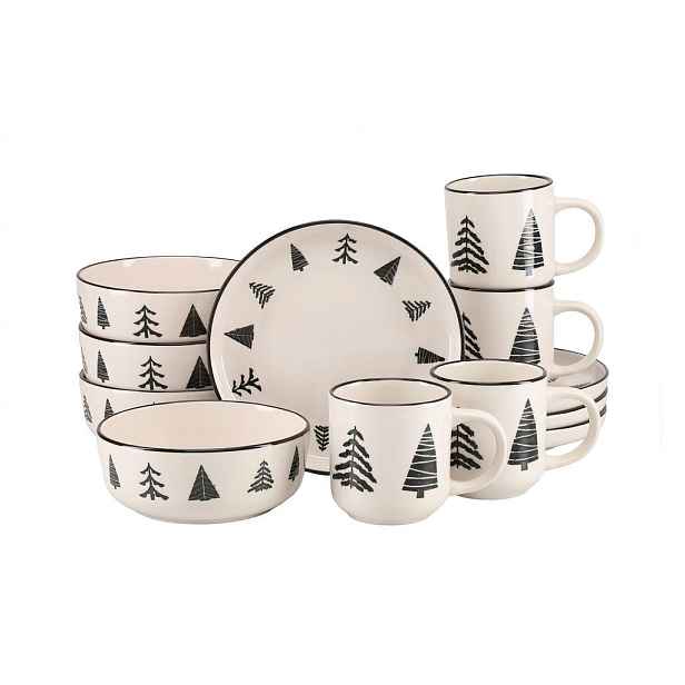 Creatable SNÍDAŇOVÁ SOUPRAVA Nordic Christmas Black 12dílné