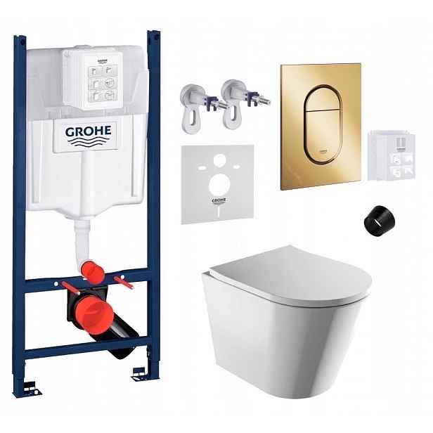 Grohe Rapid Sl s Wc mísou Omnires Tampa Rimless a zlatým tlačítkem