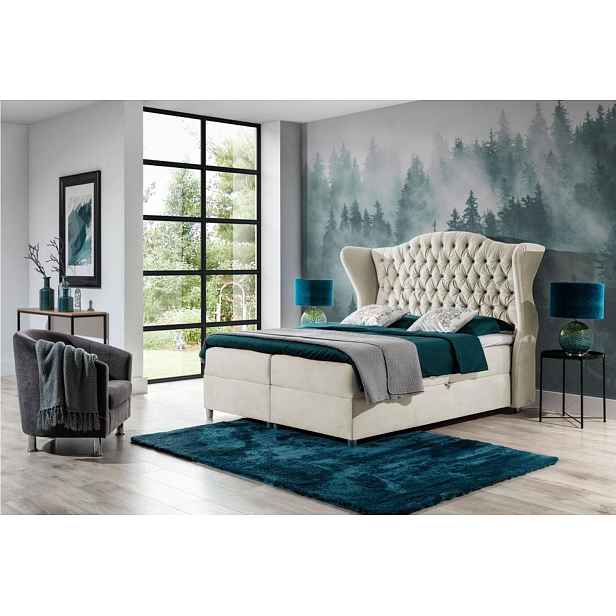 Luxusní boxspringová postel 120x200 RIANA - krémová + topper ZDARMA