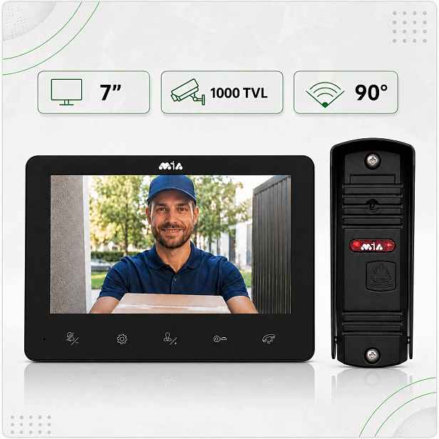 Videodomofon Mia VID-7B-PRO-1000 černý, drátový, sada pro bránu