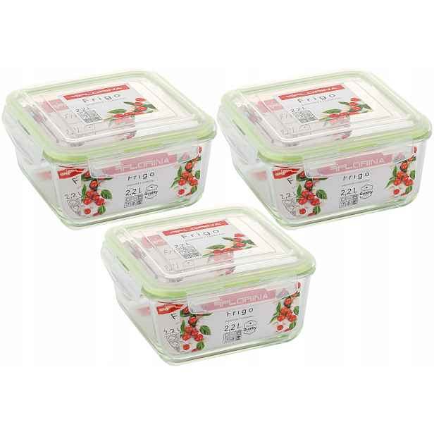 3x Nádoba Na Potraviny Skleněná 2200 Ml Lunchbox Žáruvzdorná Snídaňová Box