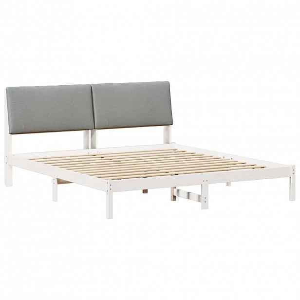 vidaXL Rám postele s čelo Bílá a světle šedá 200 x 200 cm