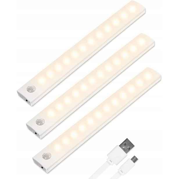 Světlo S Pohybovým Senzorem 12 Led Diod, Sada 3 Kusů Magnetické Proužky